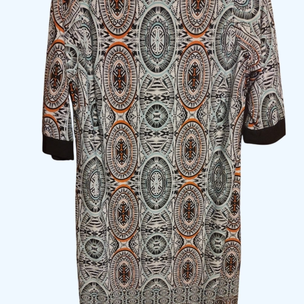 Geometric Pattern Long Sleeve Dress​